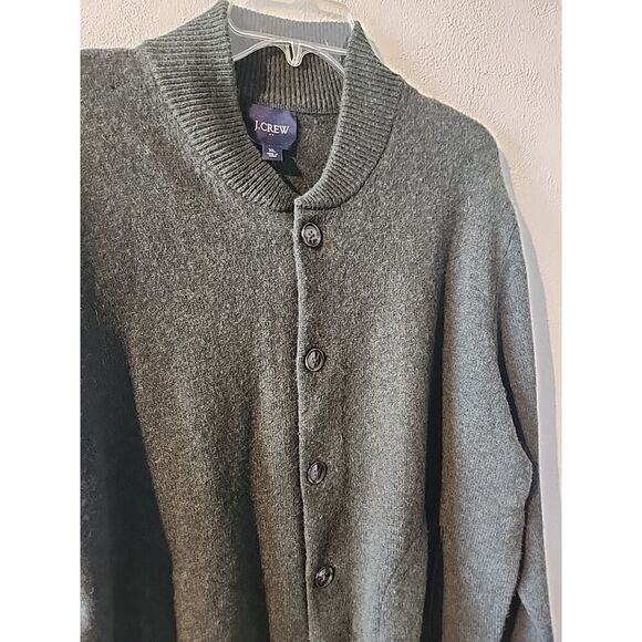 J Crew Lambswool Cardigan Knit Sweater Green Mens XLarge Fisherman Preppy - Picture 2 of 5
